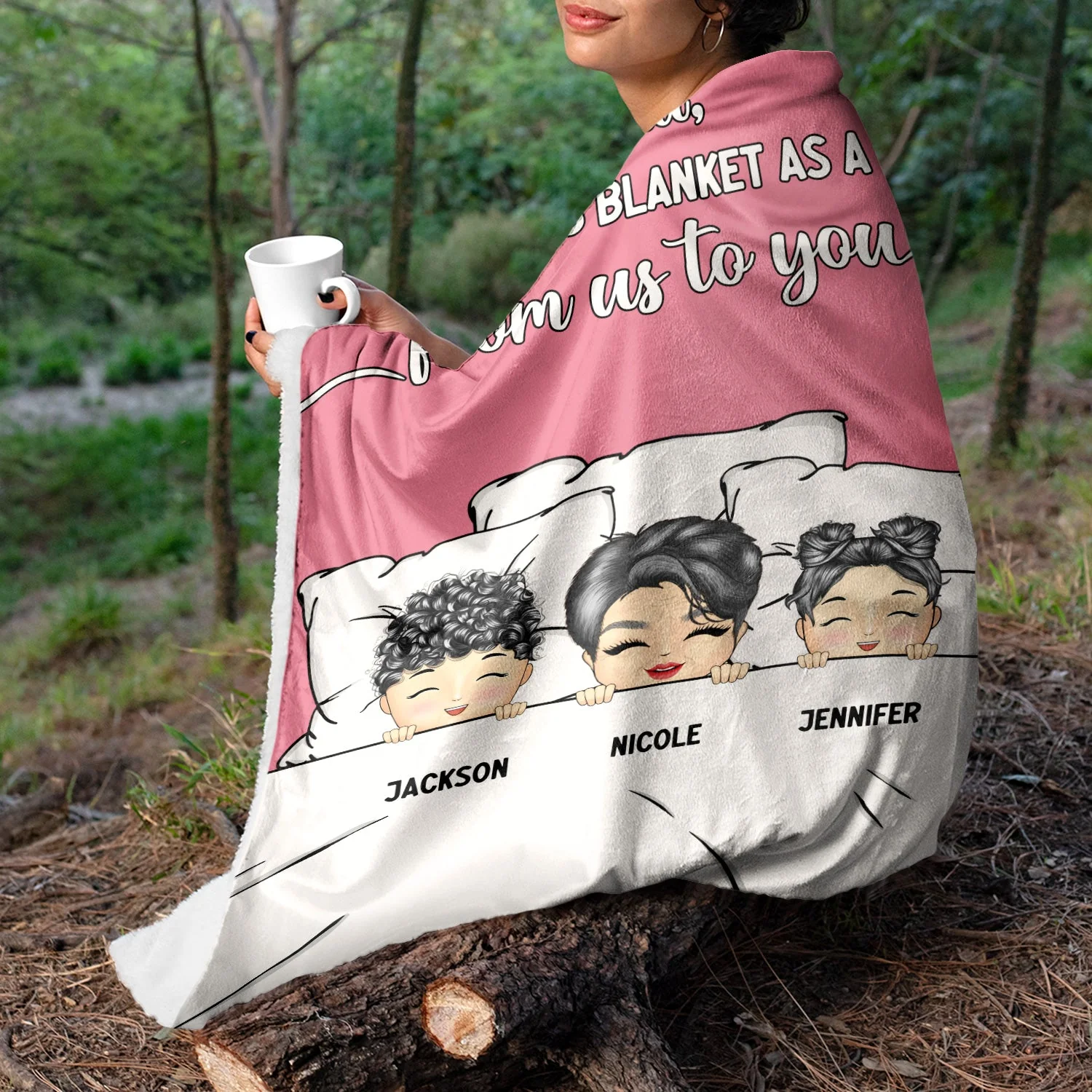 A Hug From Us To You - Gift For Grandparents - Personalized Fleece Blanket, Sherpa Blanket - Image 5