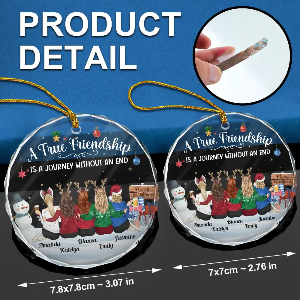 A Journey Without An End Christmas Bestie - Personalized Circle Glass Ornament - Image 6
