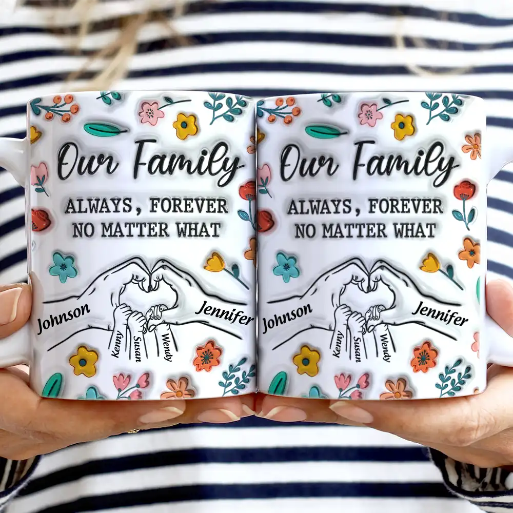 A Little Bit Of Crazy Family - 3D Inflated Effect Printed Mug, Personalized White Edge-to-Edge Mug - Image 2