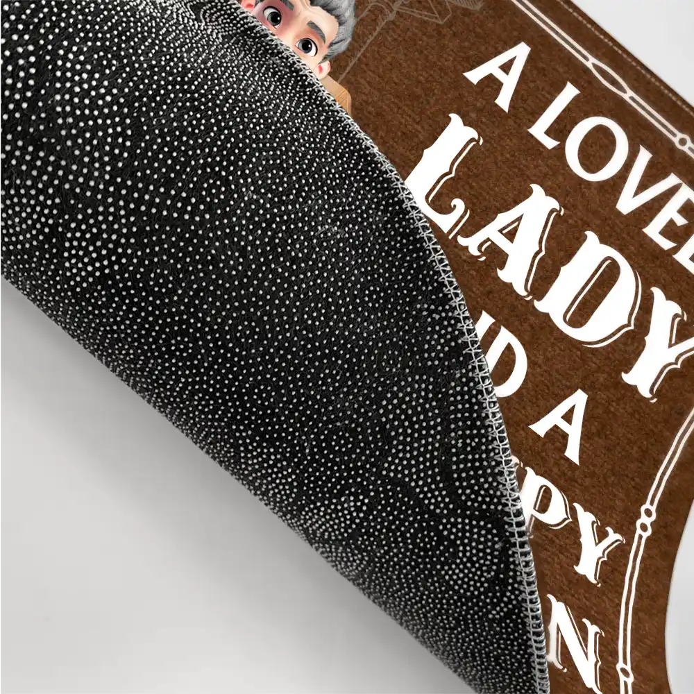 A Lovely Lady & Her Grumpy Old Man Live Here 3D Effect - Personalized Doormat - Image 3