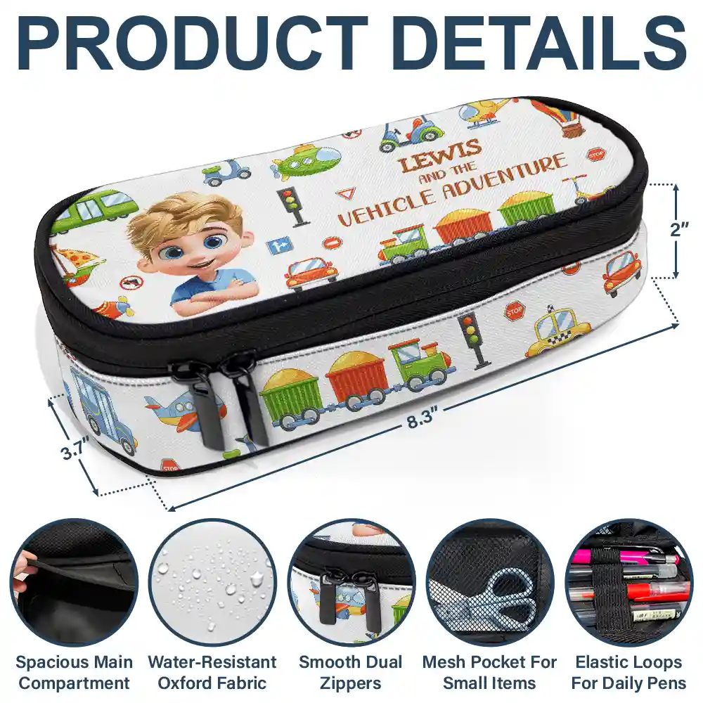 A Magical Adventure With Dinosaurs Mermaids Space Vehicles Unicorns - Personalized Pencil Case - Image 5
