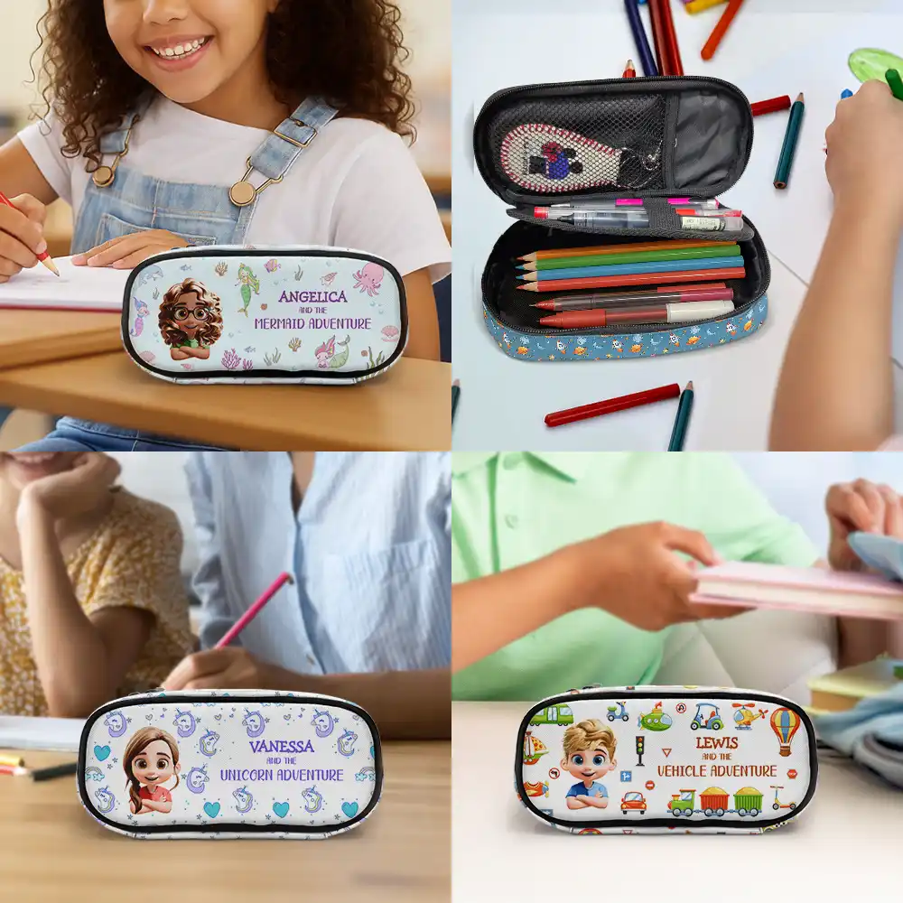 A Magical Adventure With Dinosaurs Mermaids Space Vehicles Unicorns - Personalized Pencil Case - Image 6