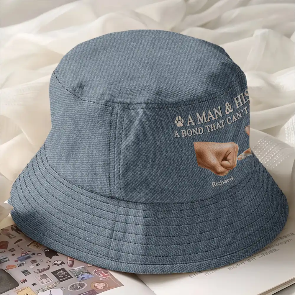 A Man And His Cat - Personalized Bucket Hat - Image 2