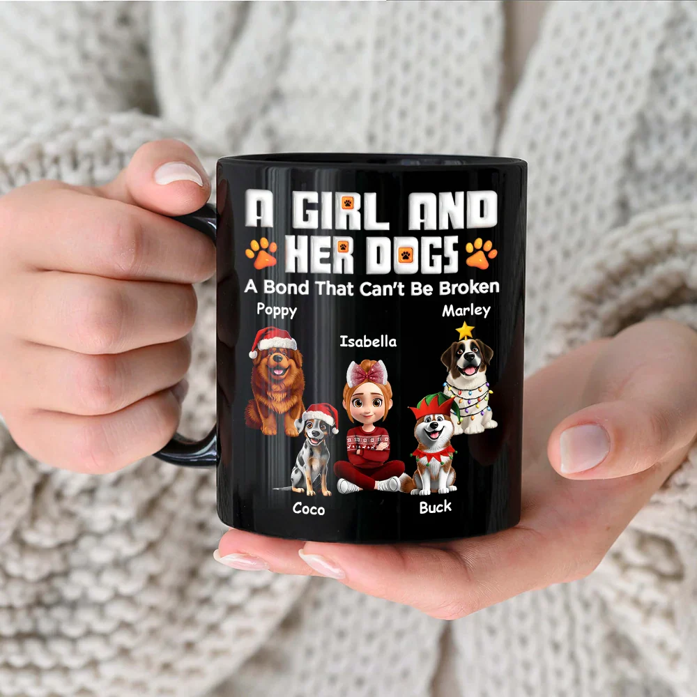 A Man And His Dog 3D Effect Christmas - Personalized Black Mug - Image 4