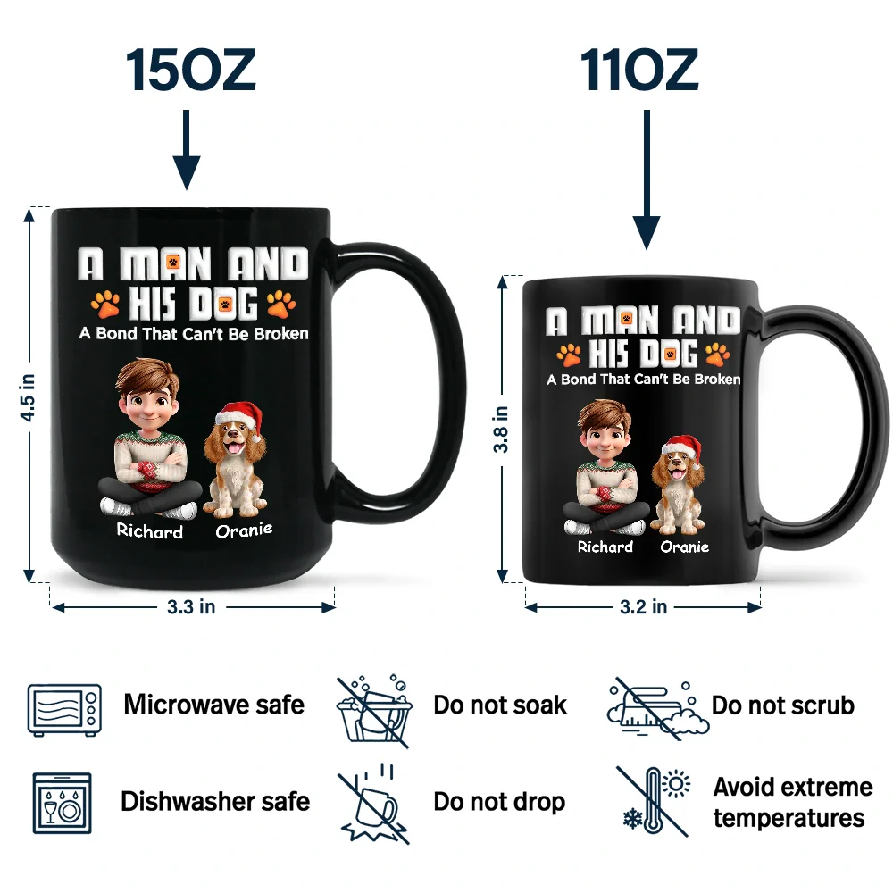 A Man And His Dog 3D Effect Christmas - Personalized Black Mug - Image 5