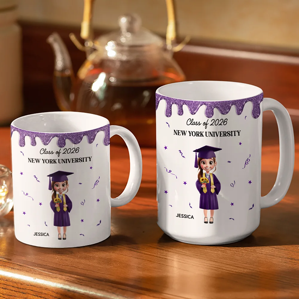 A New Chapter Begins Glitter Border - Personalized White Edge-to-Edge Mug - Image 3