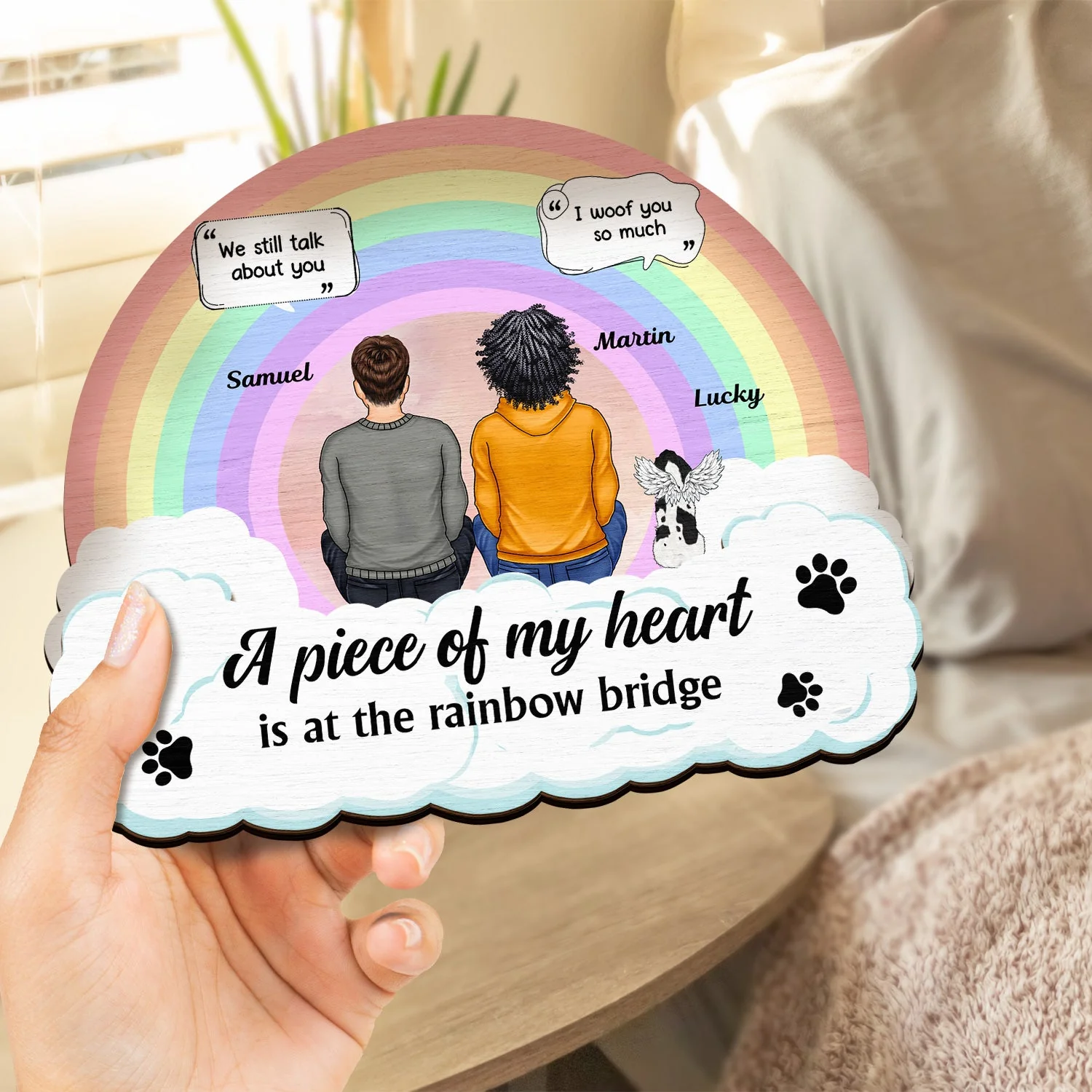 A Piece Of My Heart, Dog, Cat - Memorial Gift For Pet Lover - Personalized 2-Layered Wooden Plaque With Stand - Image 4