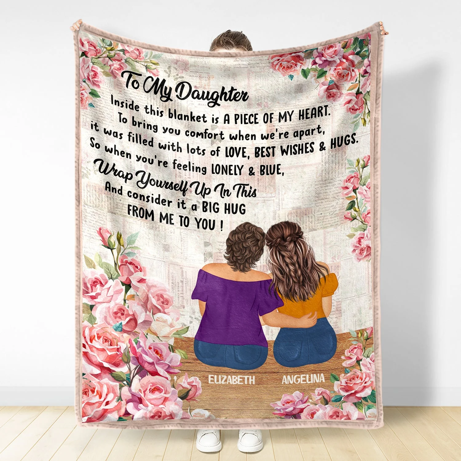 A Piece Of My Heart - Gift For Mother Daughter - Personalized Fleece Blanket, Sherpa Blanket - Image 3