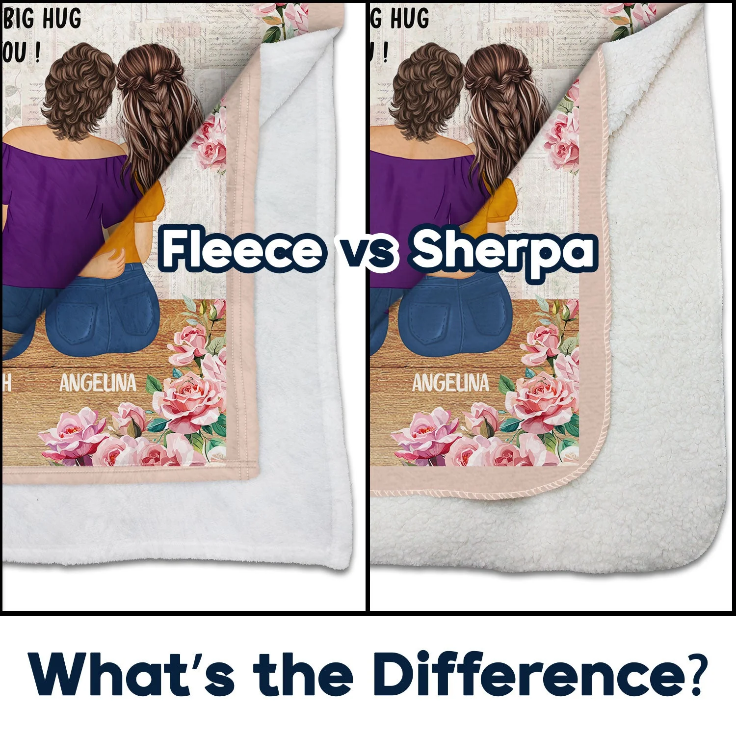 A Piece Of My Heart - Gift For Mother Daughter - Personalized Fleece Blanket, Sherpa Blanket - Image 4