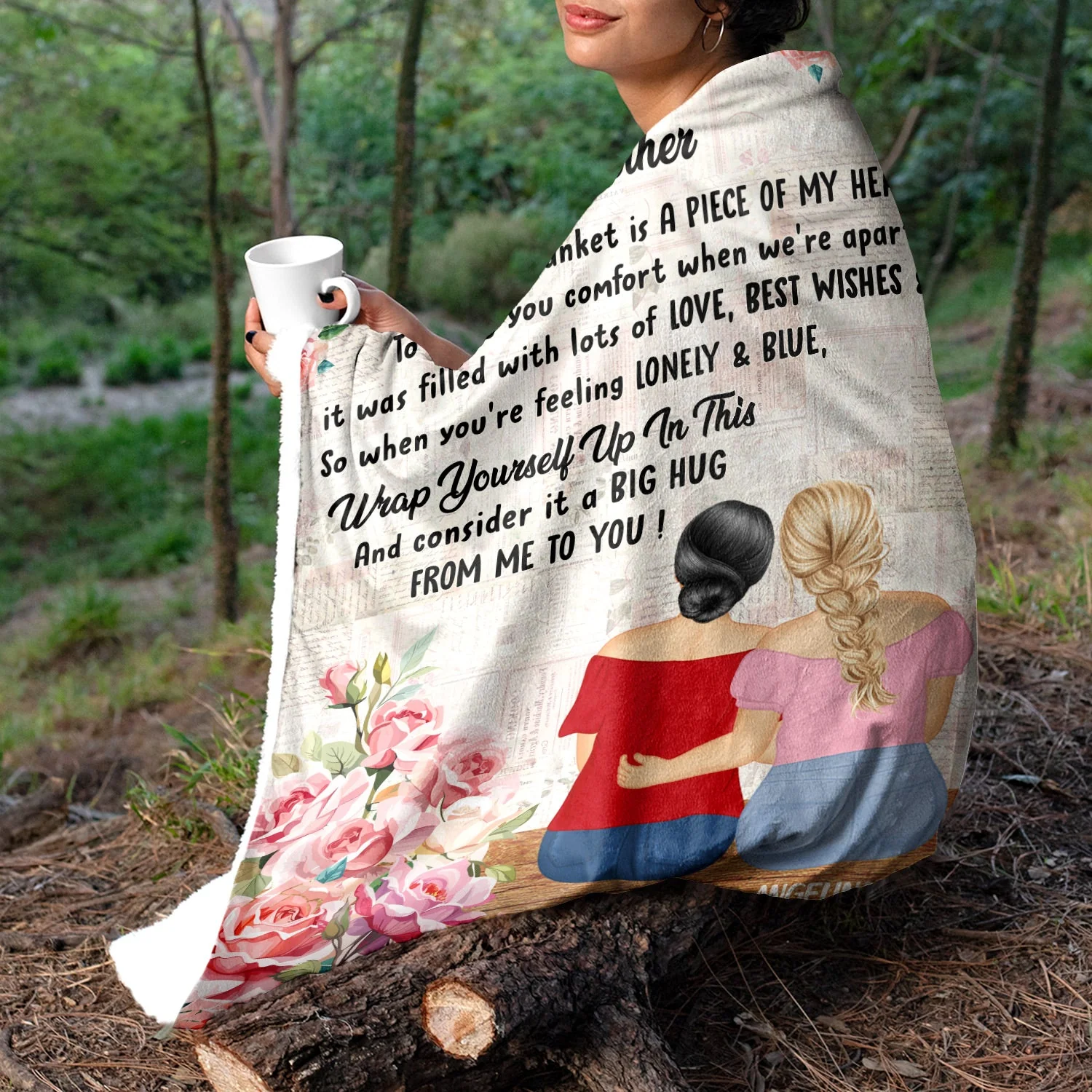 A Piece Of My Heart - Gift For Mother Daughter - Personalized Fleece Blanket, Sherpa Blanket - Image 5