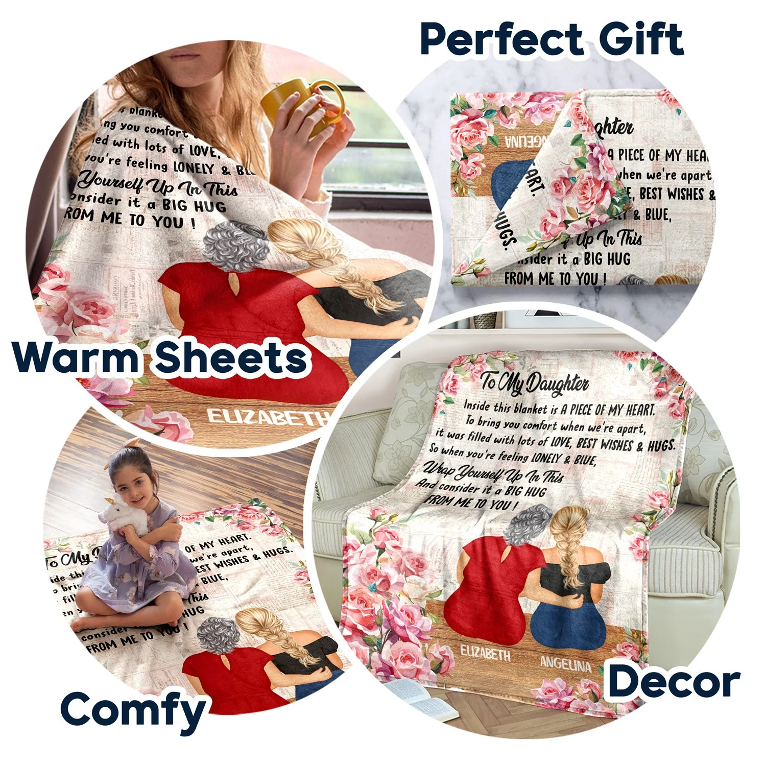 A Piece Of My Heart - Gift For Mother Daughter - Personalized Fleece Blanket, Sherpa Blanket - Image 7