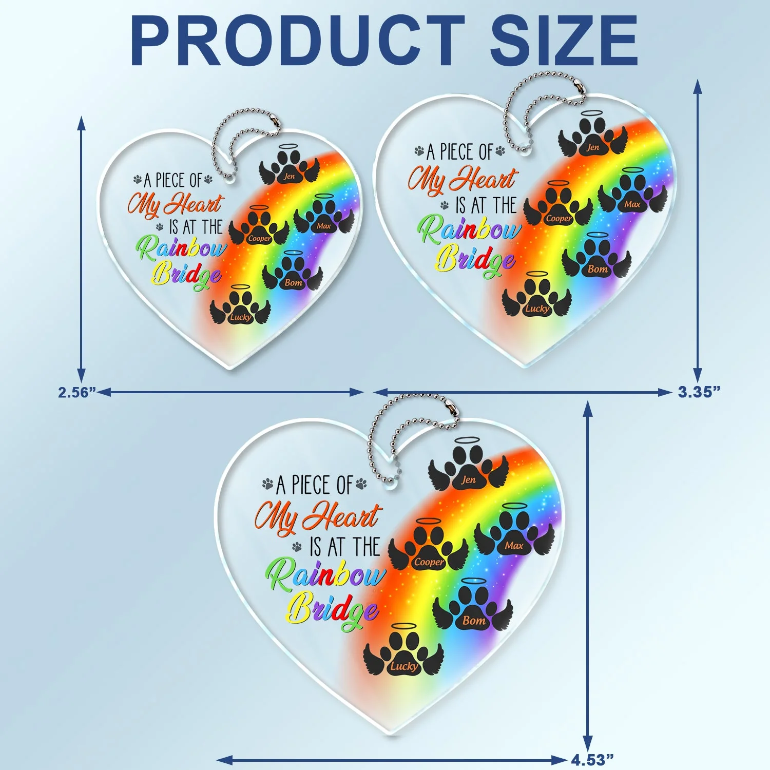A Piece Of My Heart Is At The Rainbow Bridge - Pet Memorial Gift - Personalized Acrylic Car Hanger - Image 4