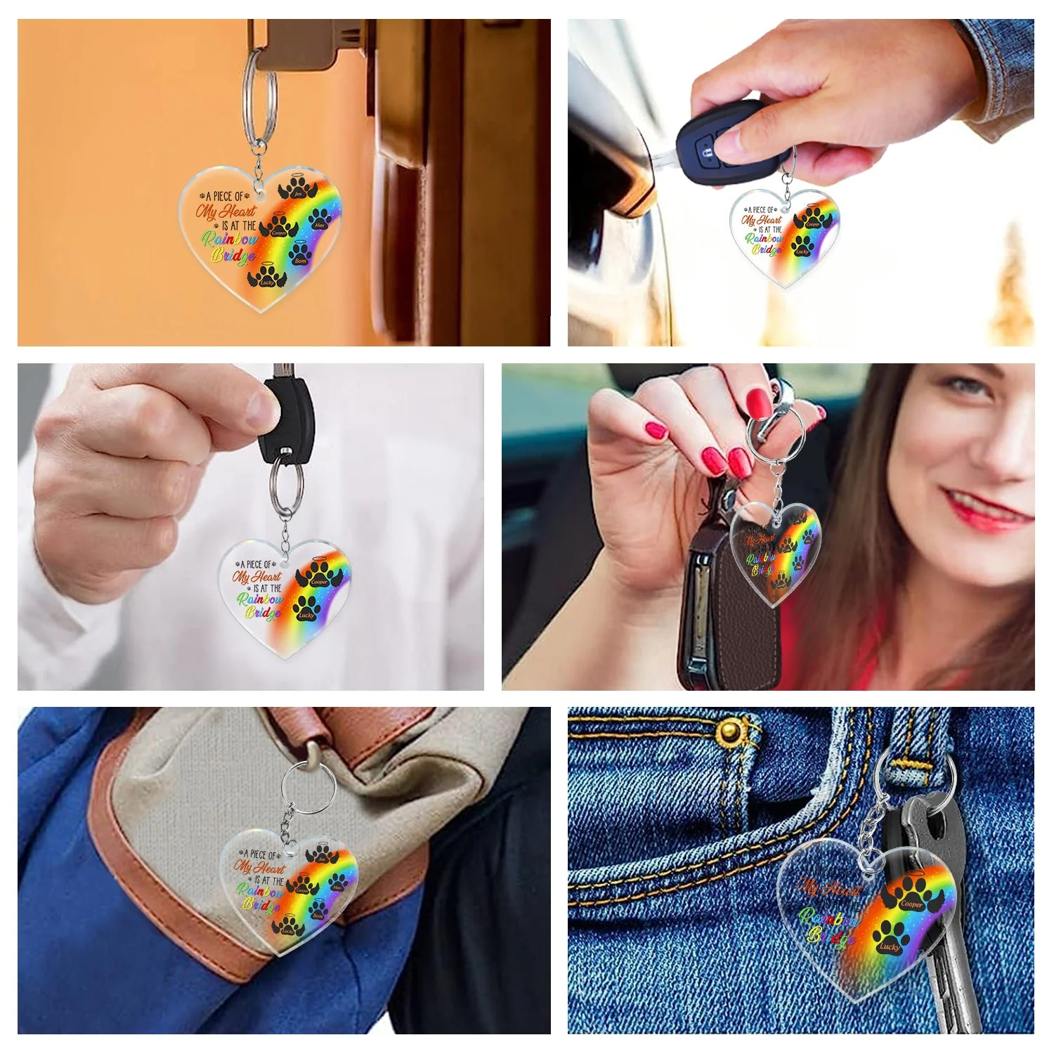 A Piece Of My Heart Is At The Rainbow Bridge - Pet Memorial Gift - Personalized Acrylic Keychain - Image 6