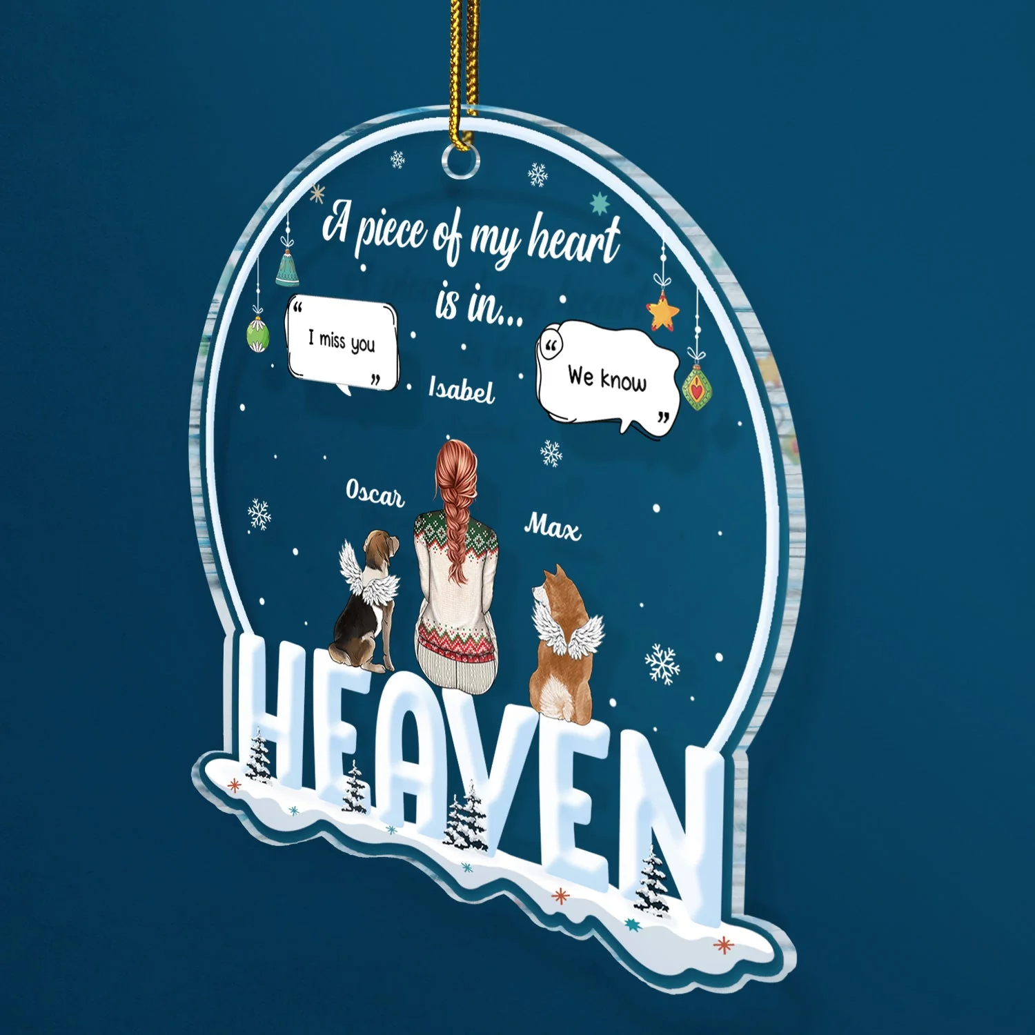 A Piece Of My Heart Is In Heaven - Memorial, Christmas Gift For Dog Lover, Cat Lover, Pet Owner - Personalized Custom Shaped Acrylic Ornament - Image 2