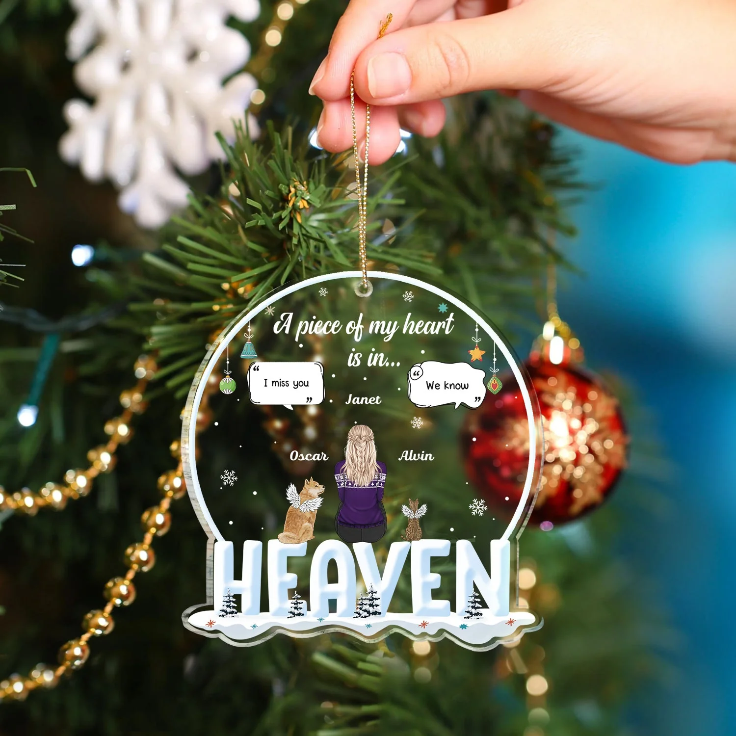 A Piece Of My Heart Is In Heaven - Memorial, Christmas Gift For Dog Lover, Cat Lover, Pet Owner - Personalized Custom Shaped Acrylic Ornament - Image 4