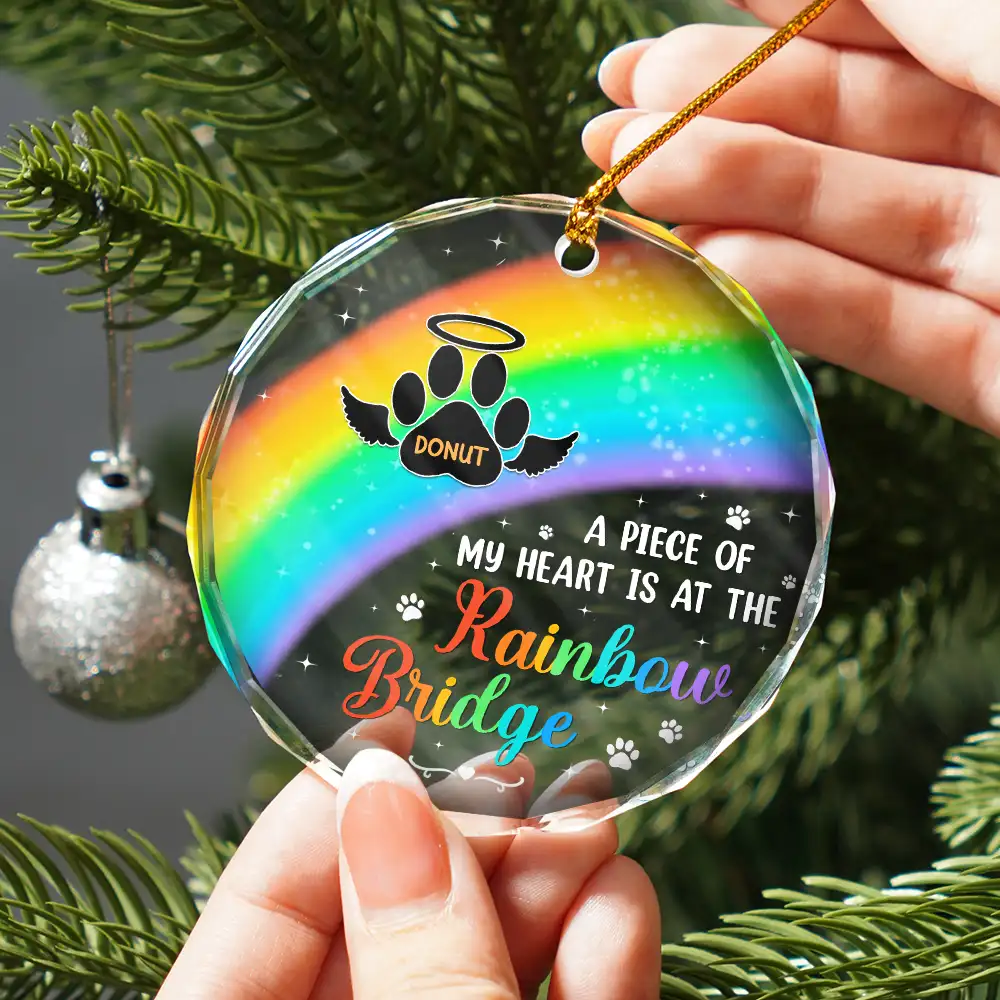 A Piece Of My Heart Memorial Christmas - Personalized Circle Glass Ornament - Image 2