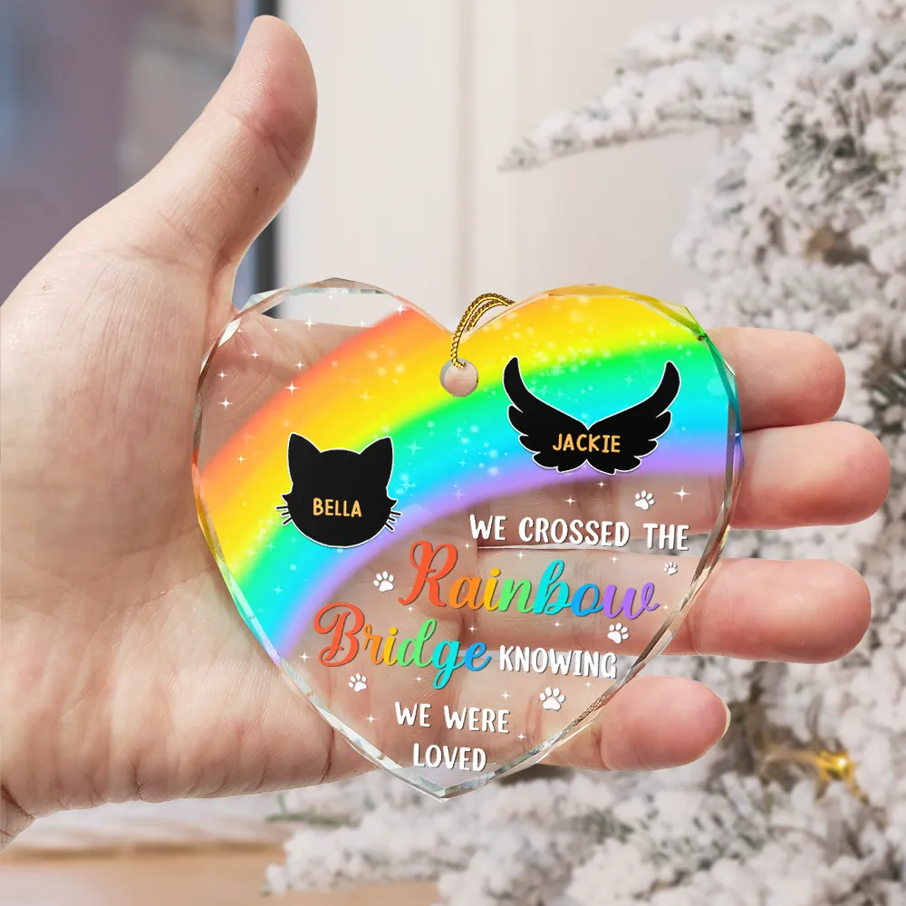 A Piece Of My Heart Memorial Christmas - Personalized Heart Shaped Glass Ornament - Image 3