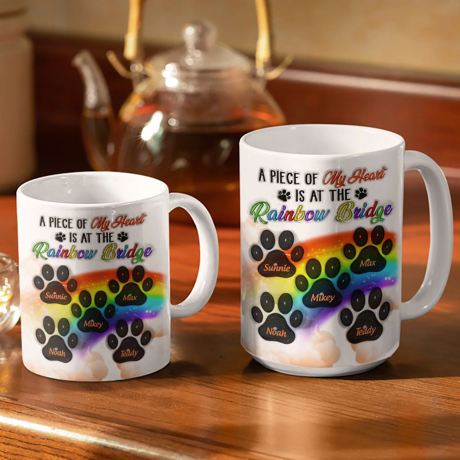 A Piece Of My Heart - Memorial Gift For Dog Lovers, Cat Lovers - 3D Inflated Effect Printed Mug, Personalized White Edge-to-Edge Mug - Image 3