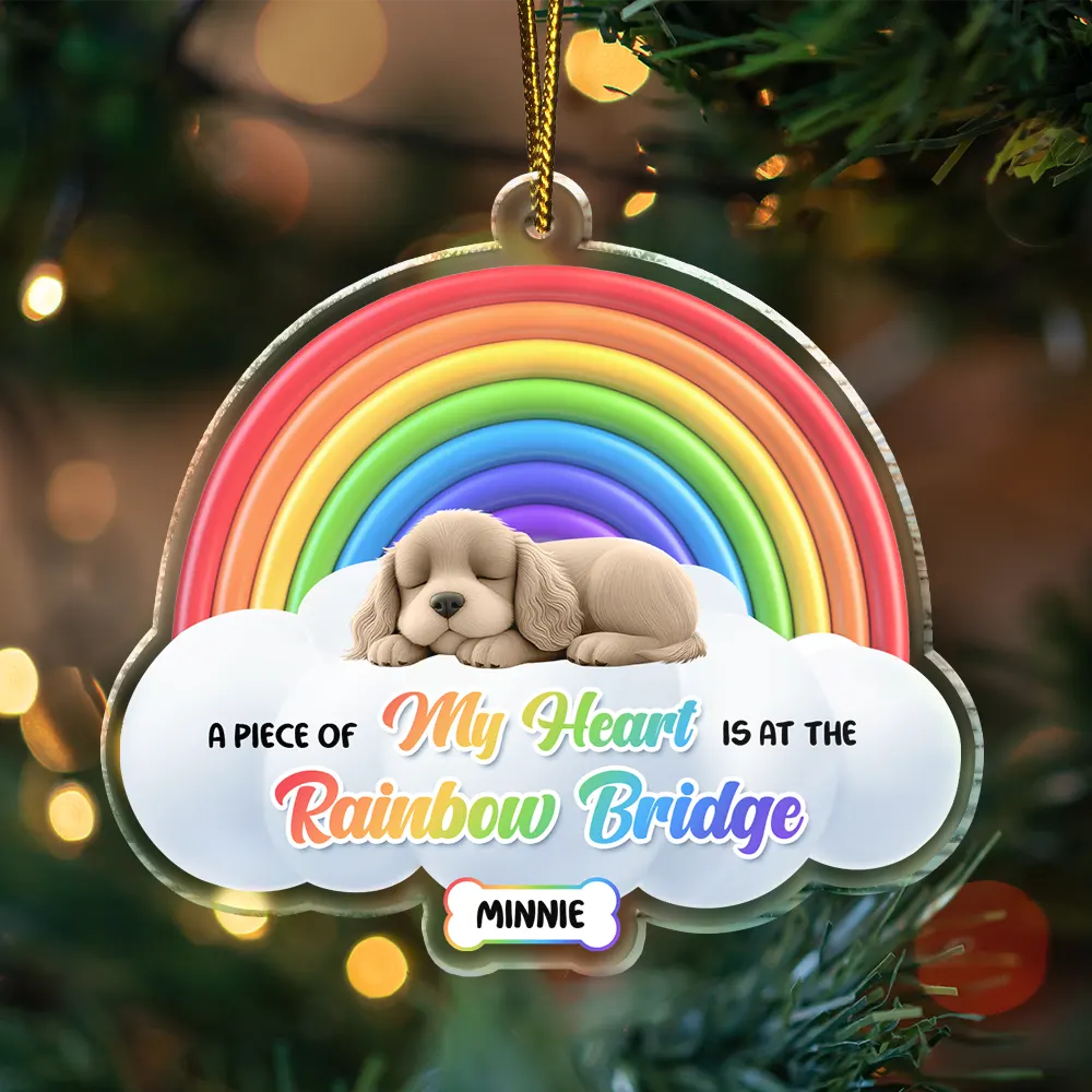 A Piece Of My Heart Sleeping Dog 3D Effect - Personalized Custom Shaped Acrylic Ornament - Image 3