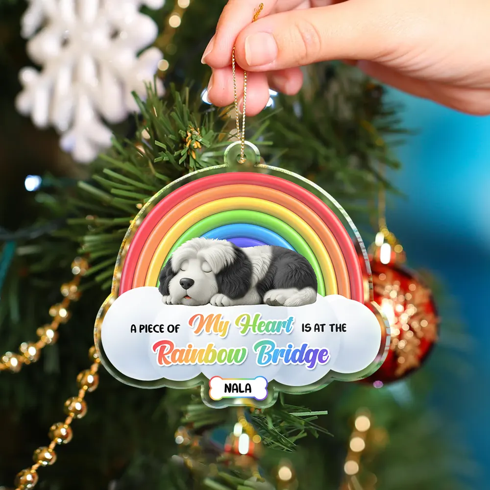 A Piece Of My Heart Sleeping Dog 3D Effect - Personalized Custom Shaped Acrylic Ornament - Image 4
