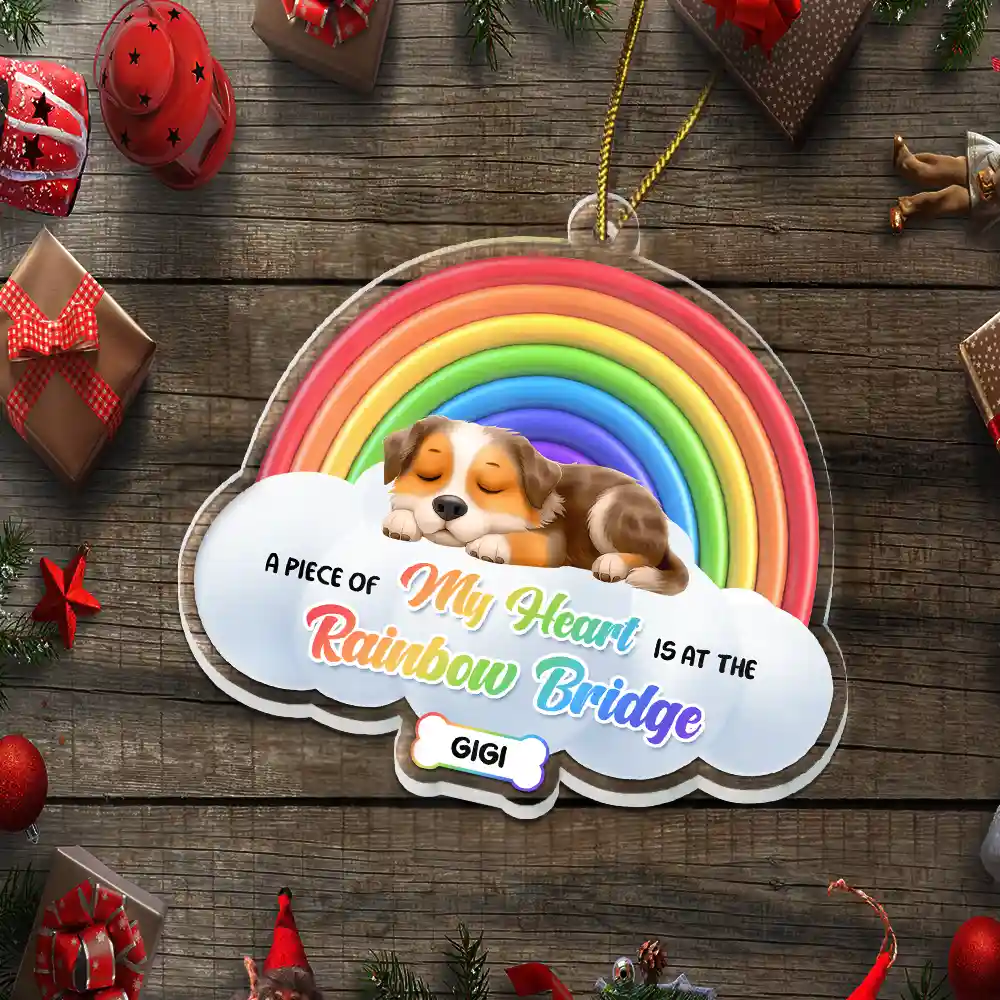 A Piece Of My Heart Sleeping Dog 3D Effect - Personalized Custom Shaped Acrylic Ornament - Image 5