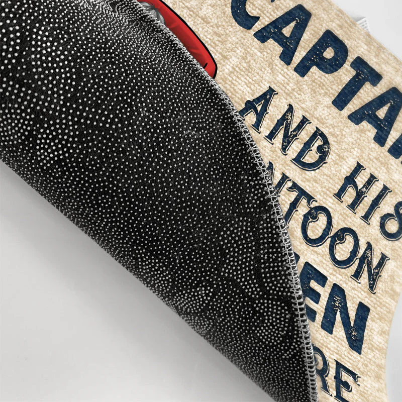 A Pontoon Captain And His Pontoon Queen Live Here - Couple Gift - Personalized Custom Doormat - Image 3