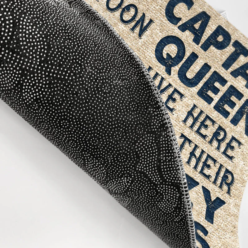 A Pontoon Captain And His Pontoon Queen Live Here With Their Crazy Dogs - Couple Gift - Personalized Custom Doormat - Image 3