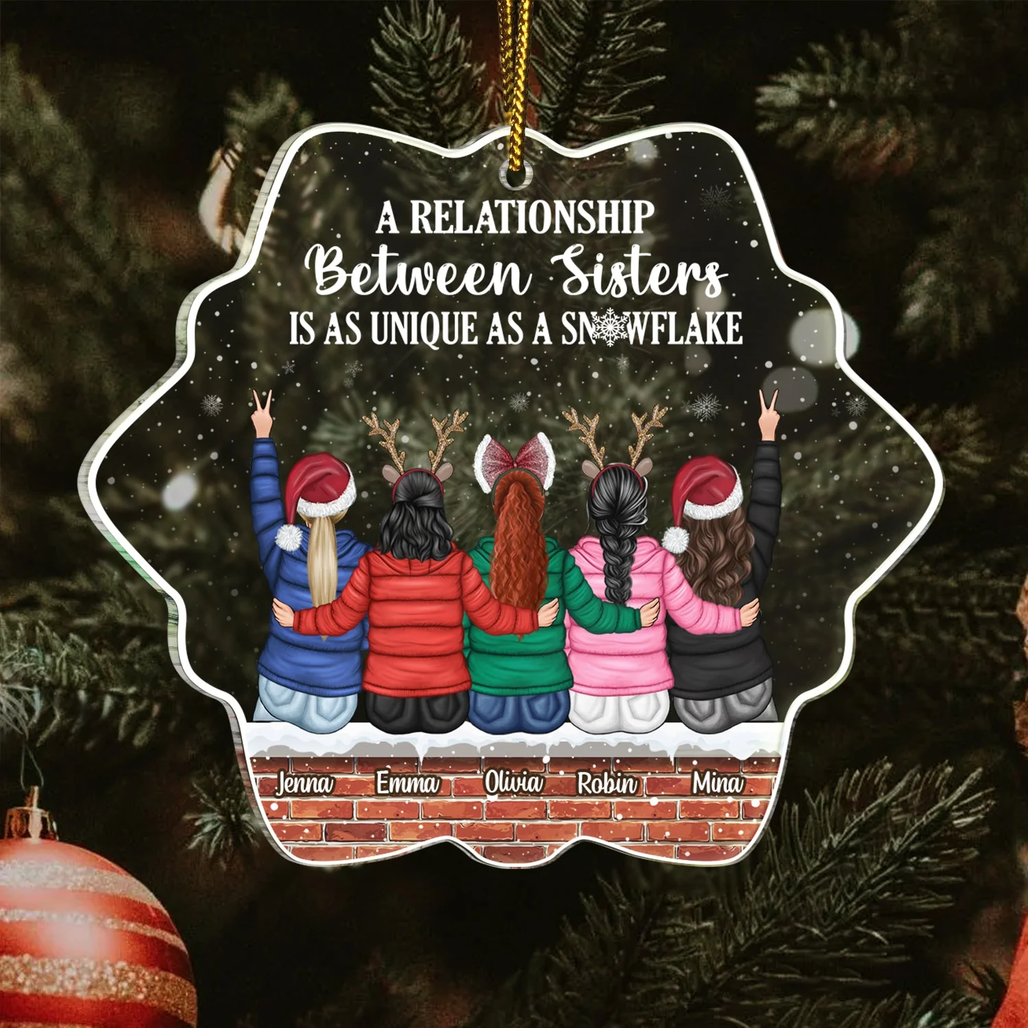 A Relationship Between Sister - Christmas Gift For Sisters - Personalized Custom Shaped Acrylic Ornament - Image 3