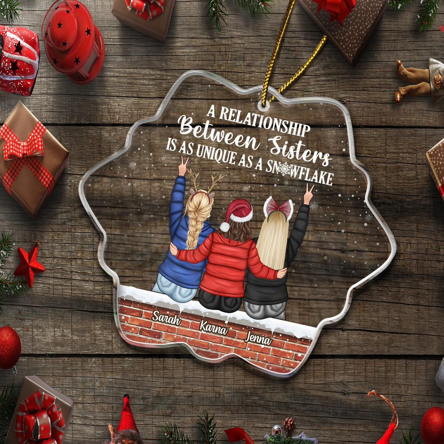 A Relationship Between Sister - Christmas Gift For Sisters - Personalized Custom Shaped Acrylic Ornament - Image 5