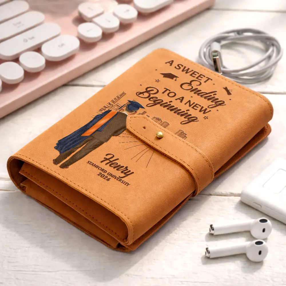 A Sweet Ending To A New Beginning - Personalized Leather Cable Bag - Image 2