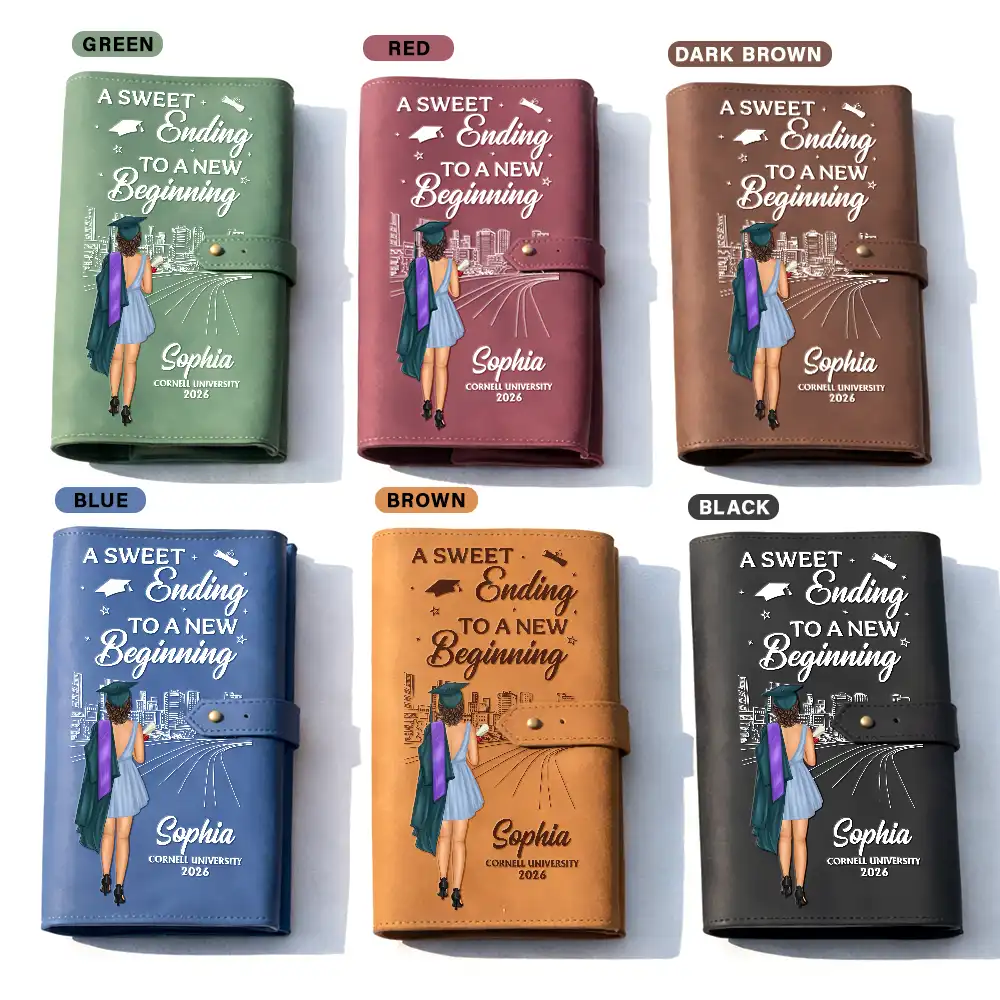 A Sweet Ending To A New Beginning - Personalized Leather Cable Bag - Image 3