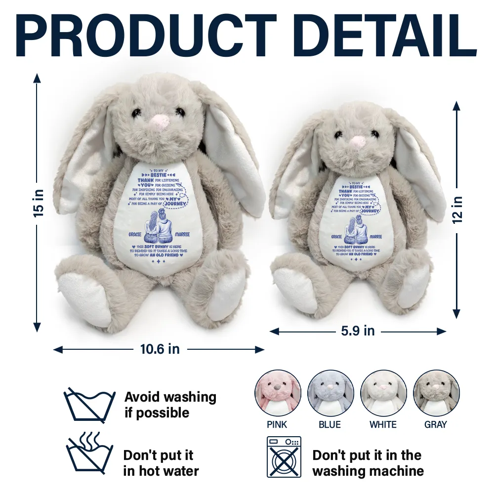 A Sweet Reminder True Friendship Takes Time - Personalized Soft Toy Bunny - Image 5