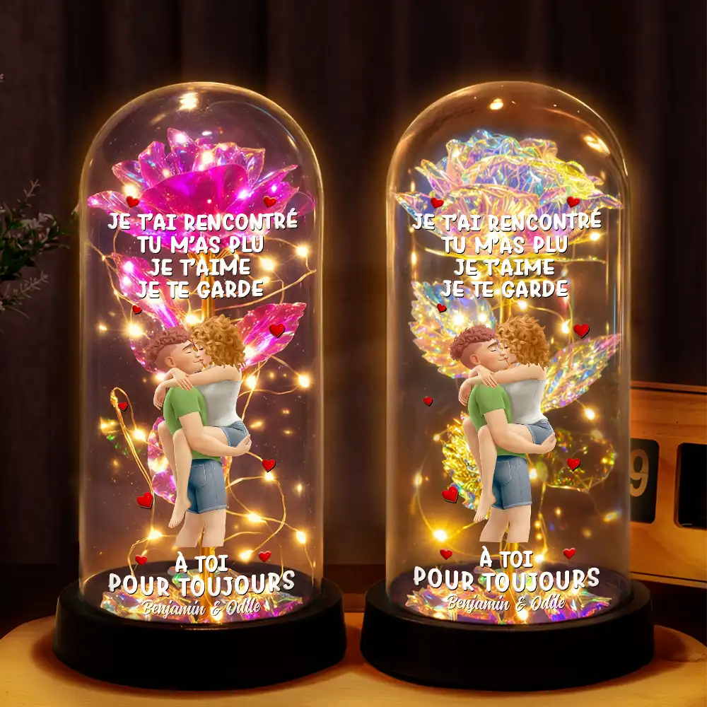 À Toi Pour Toujours - Lampe Dôme À Rose Éternelle Personnalisée - Image 2