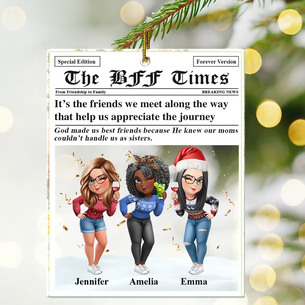 A True Friendship Is A Journey The Besties Times - Personalized Custom Shaped Acrylic Ornament - Image 2