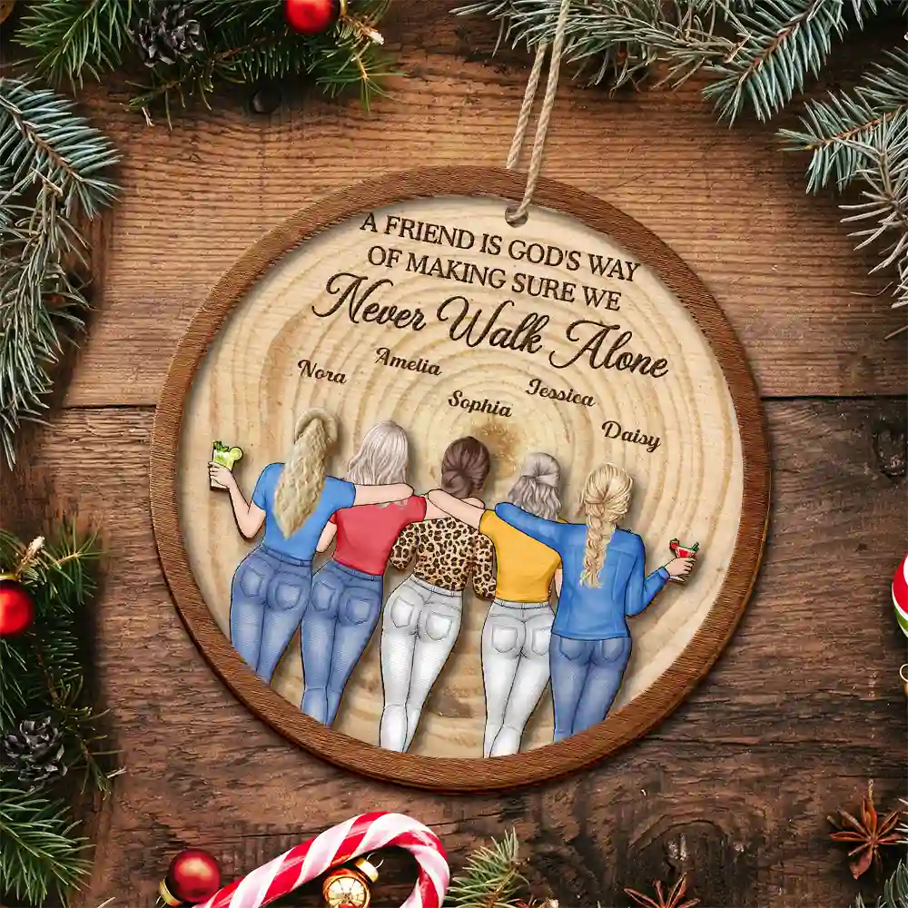 A True Friendship Is A Journey Without An End Bestie - Personalized 2-Layered Wooden Ornament - Image 4