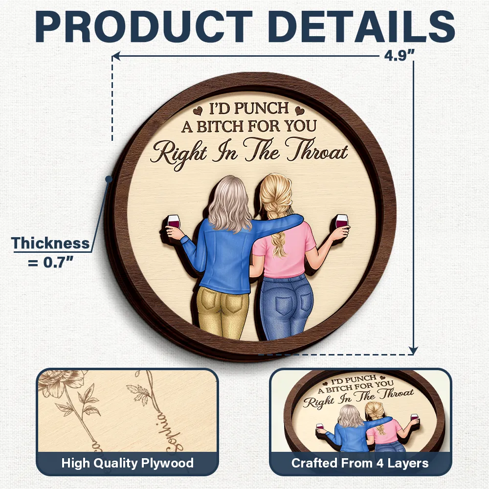 A True Friendship Is A Journey Without An End Bestie - Personalized 2-Layered Wooden Ring Dish - Image 5