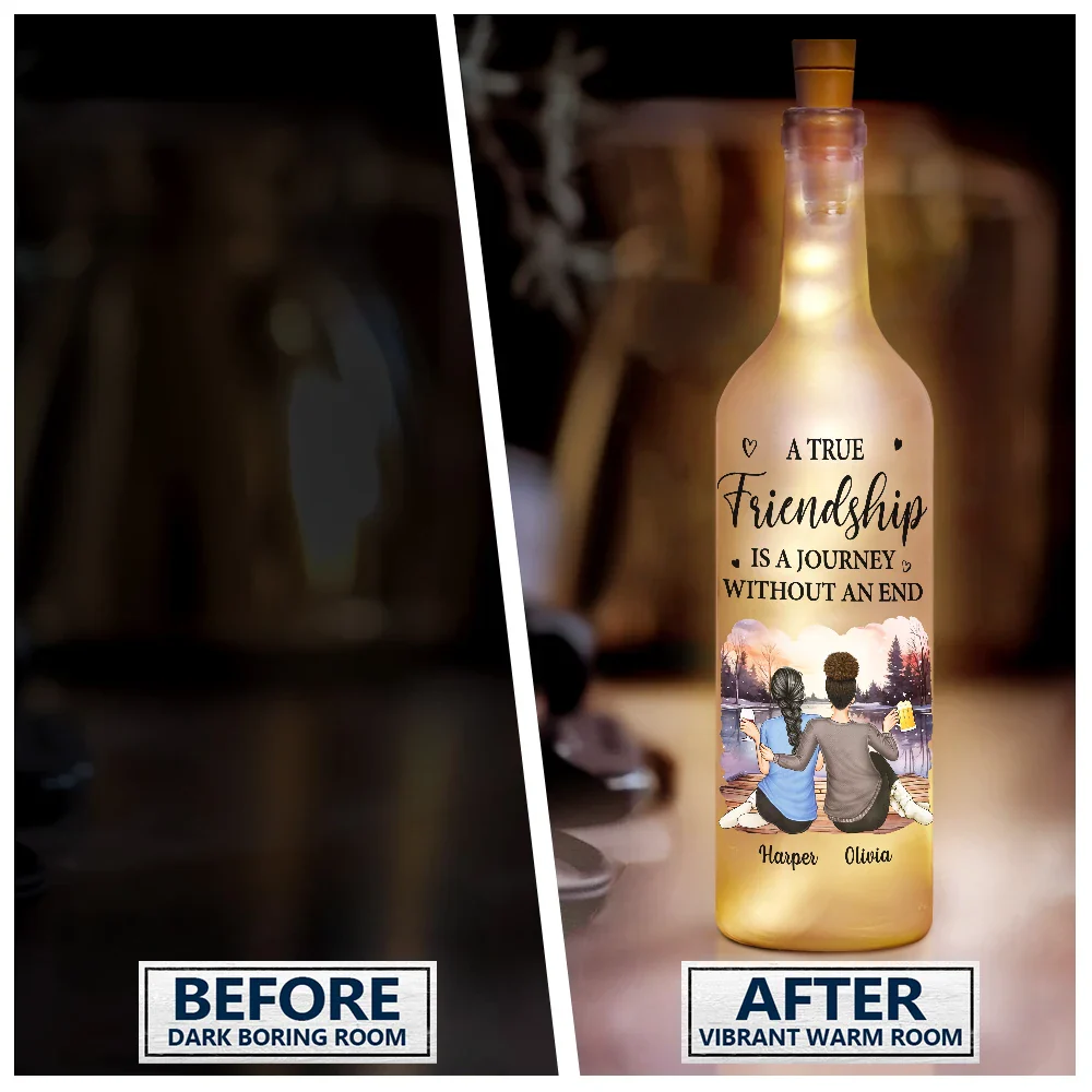 A True Friendship Is A Journey Without An End - Personalized Bottle Light - Image 3