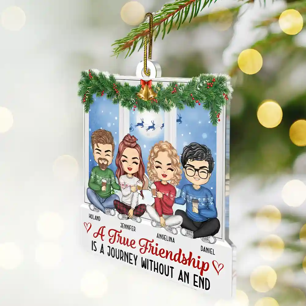 A True Friendship Is A Journey Without An End - Personalized Custom Shaped Acrylic Ornament - Image 2