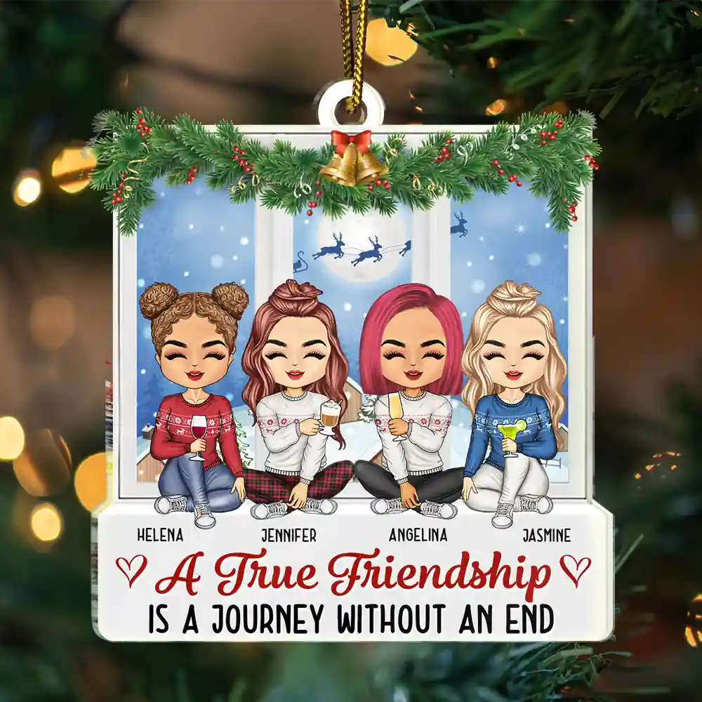 A True Friendship Is A Journey Without An End - Personalized Custom Shaped Acrylic Ornament - Image 3