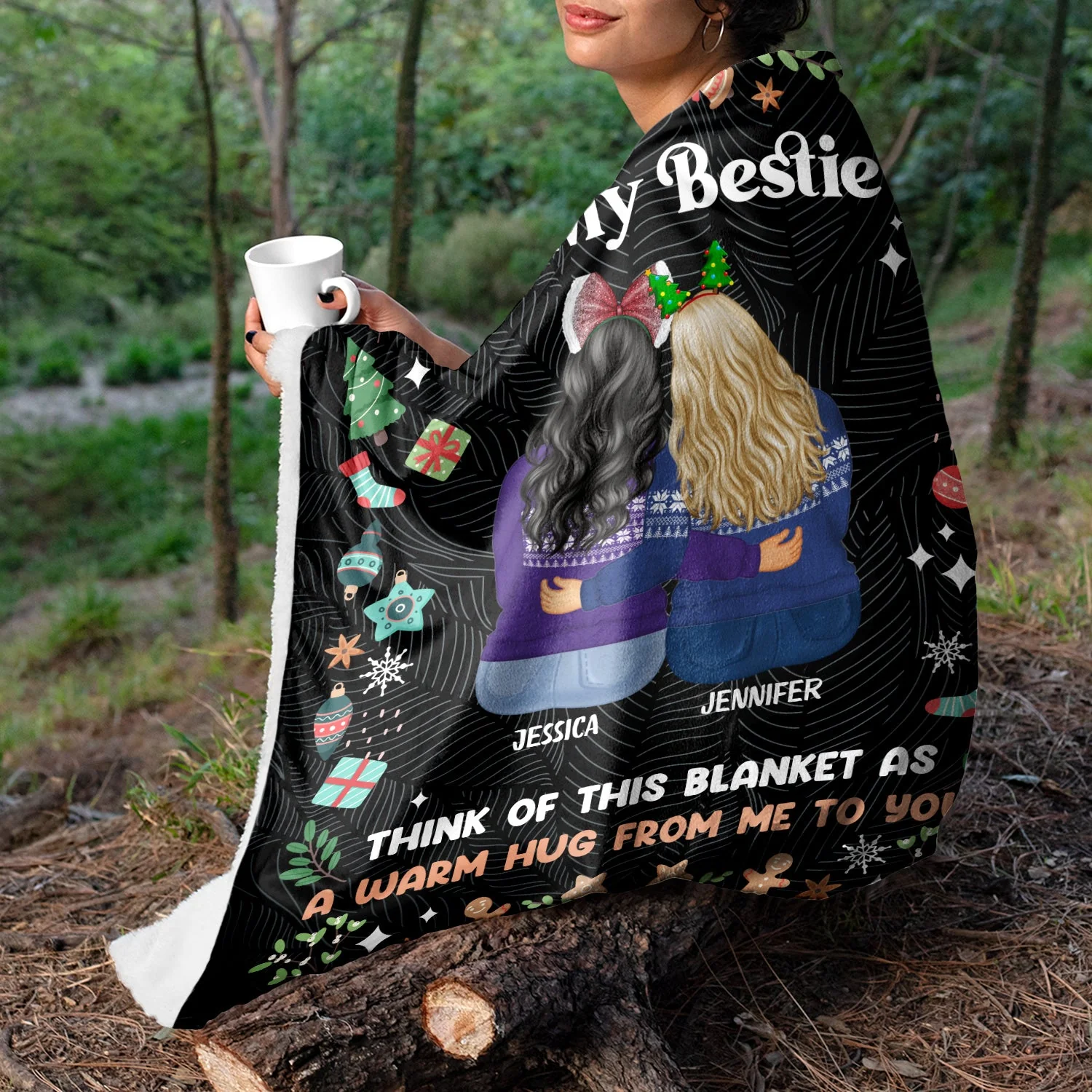 A Warm Hug From Me - Christmas Gift For Sisters And Best Friends - Personalized Fleece Blanket - Image 3