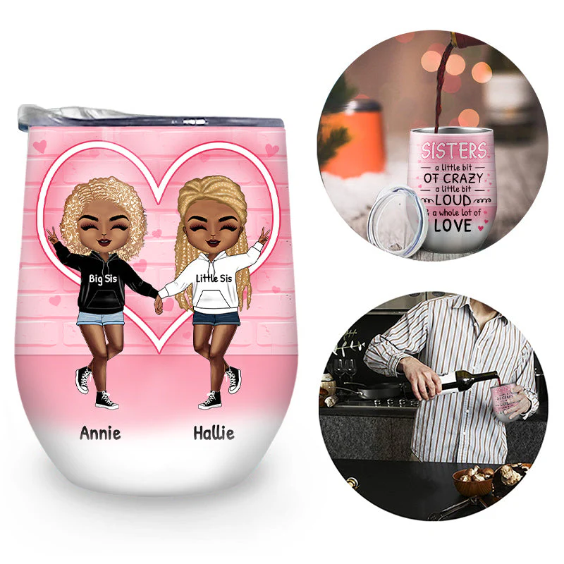 A Whole Lot Of Love - Gift For Sisters - Personalized Custom Wine Tumbler - Image 2