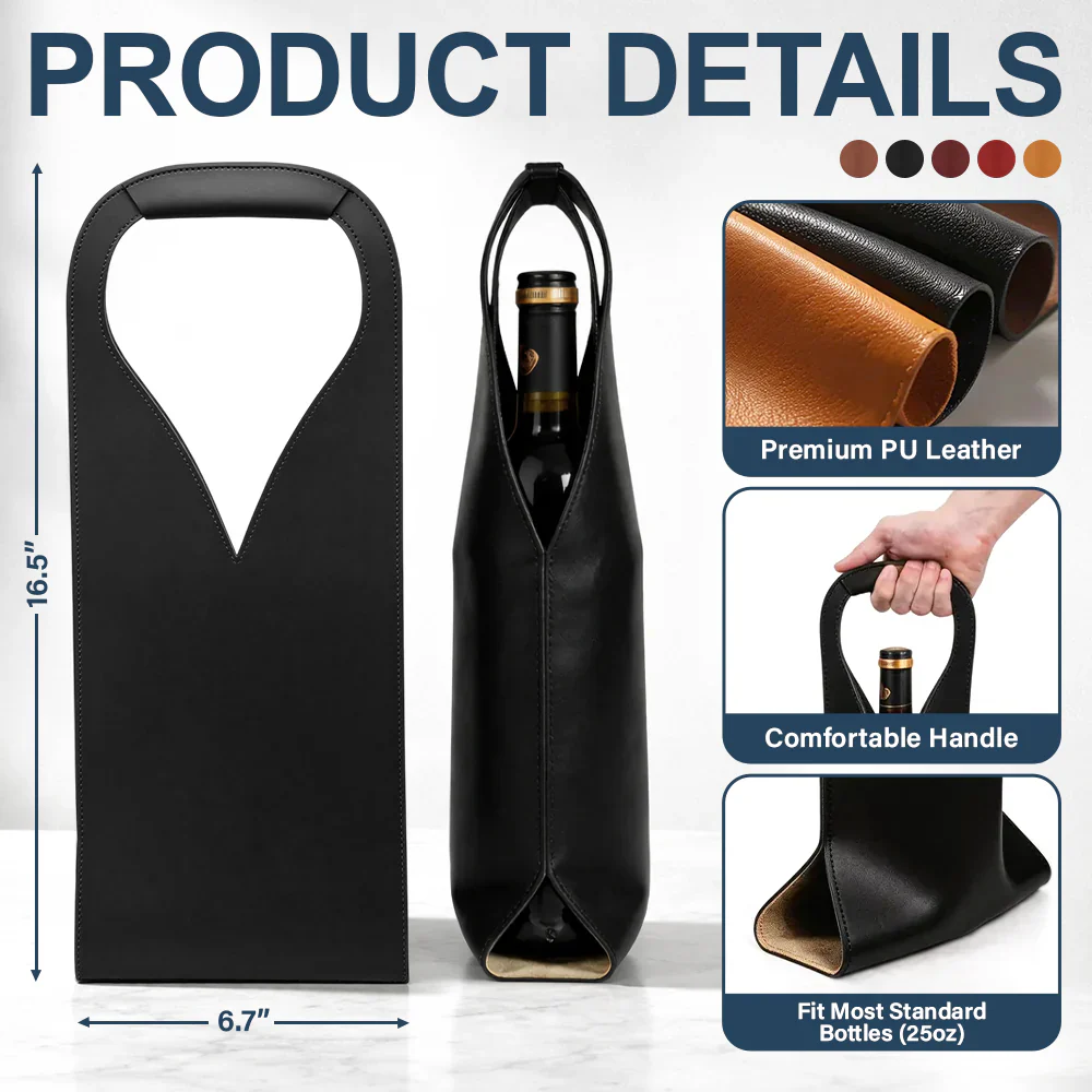 A Woman Cannot Survive On Wine Alone - Personalized Leather Wine Bag - Image 5