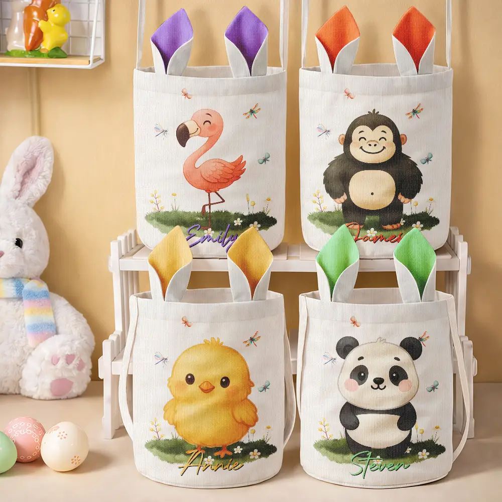 Adorable Animal With Name - Personalized Bunny Ears Bucket Bag - Image 2