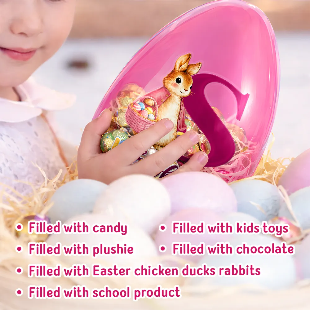 Adorable Bunny Holding An Egg Basket - Personalized Fillable Egg - Image 6