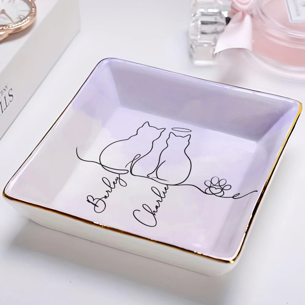 Adorable Cat Line - Personalized Ring Dish - Image 2