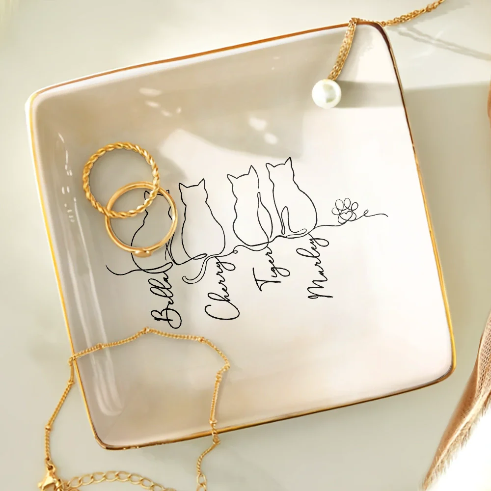 Adorable Cat Line - Personalized Ring Dish - Image 4