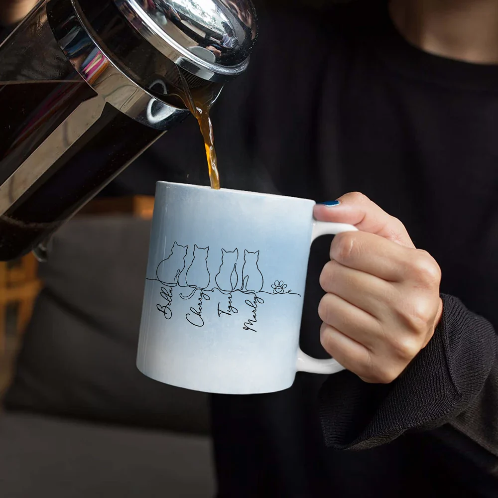 Adorable Cat Line - Personalized White Edge-to-Edge Mug - Image 4