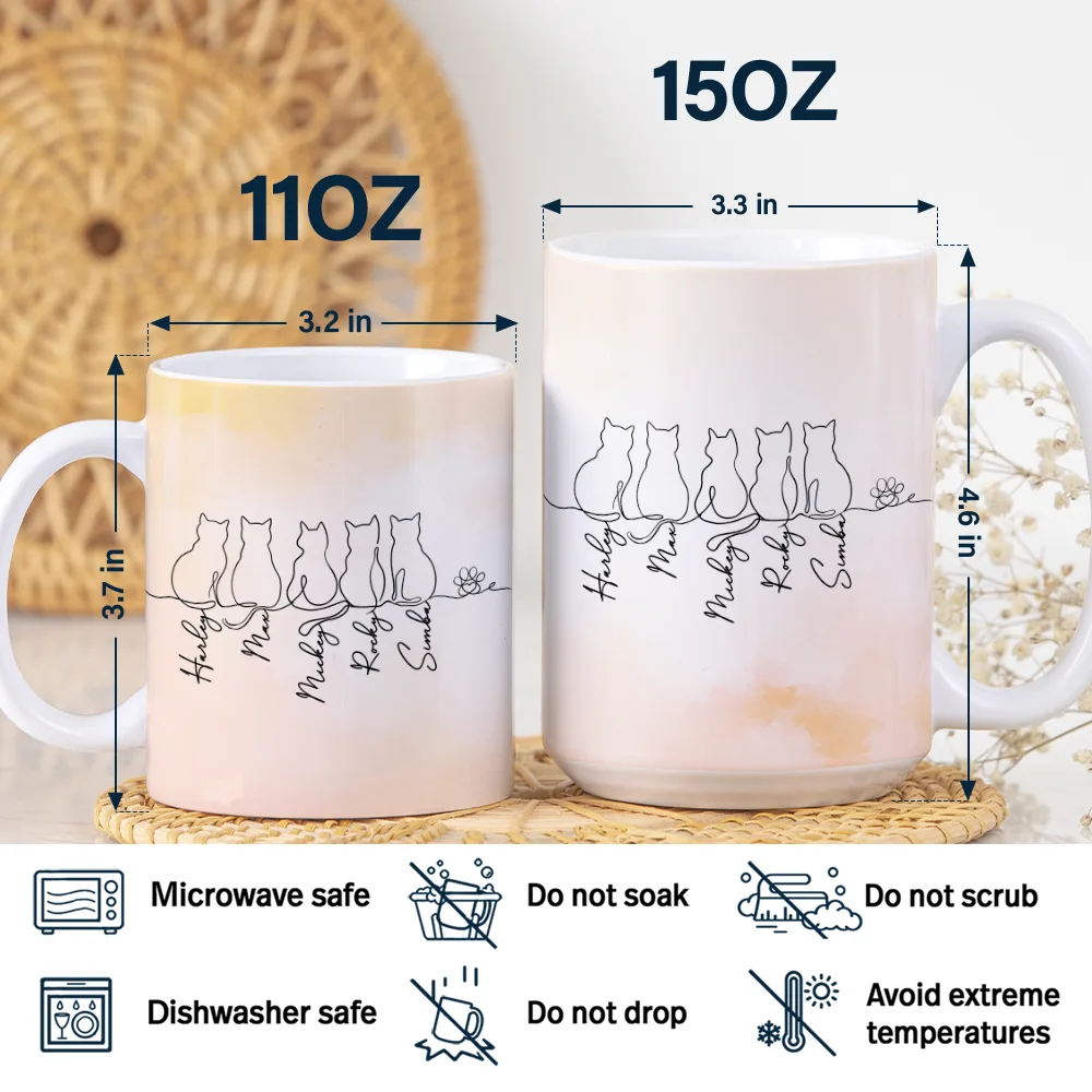 Adorable Cat Line - Personalized White Edge-to-Edge Mug - Image 5