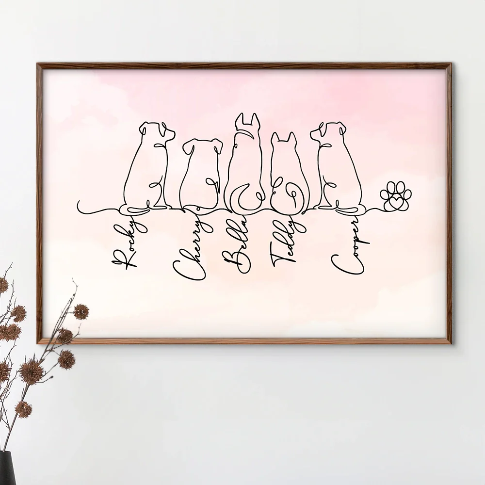 Adorable Dog Line Art - Personalized Poster - Image 3