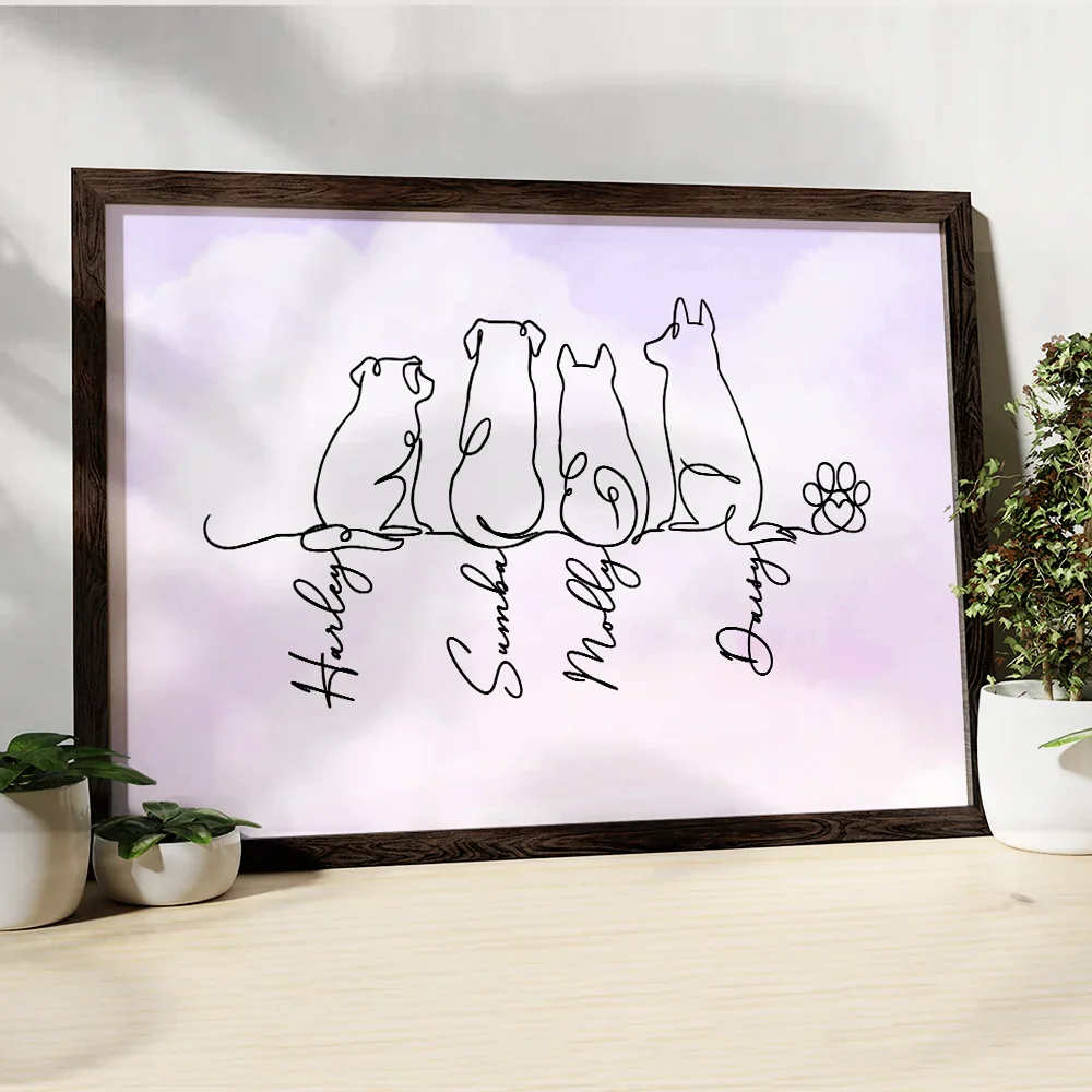 Adorable Dog Line Art - Personalized Poster - Image 4
